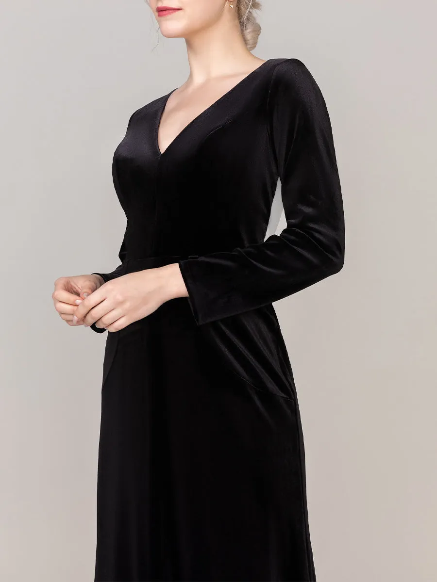 Sheath-Column Floor Length Velvet Dress