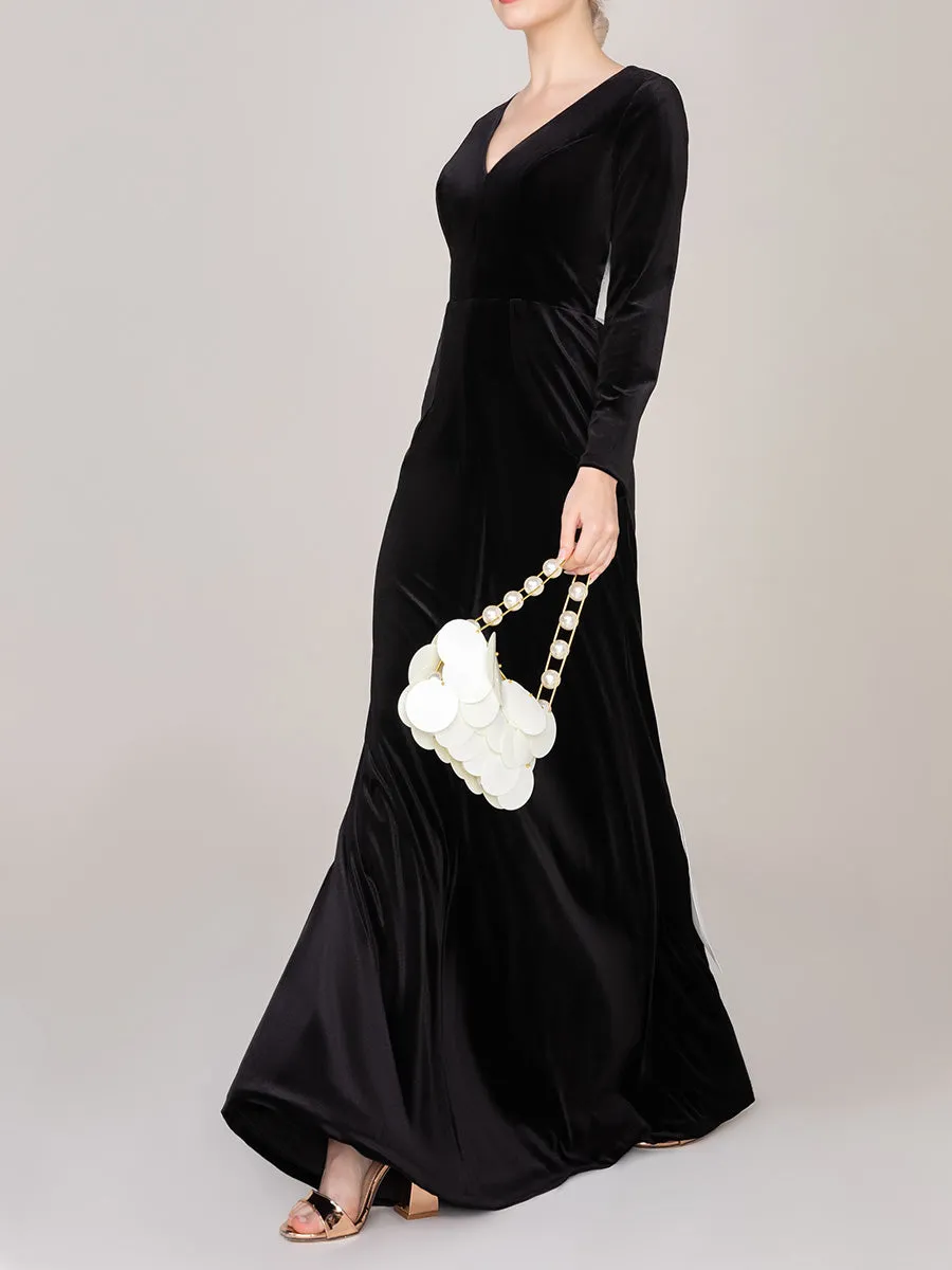 Sheath-Column Floor Length Velvet Dress