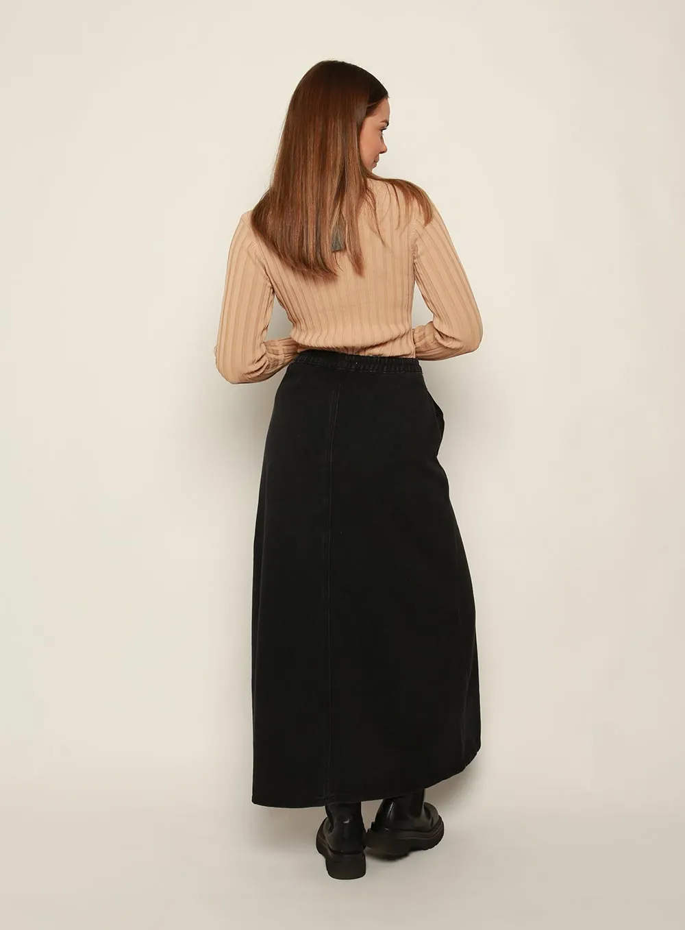 Stassy Midi Skirt-Black