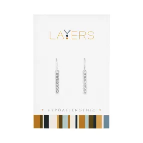 Sterling Radiance: Silver CZ Bar Dangle Layers Earring Set - Lead and Nickel-Free, Silver Plated