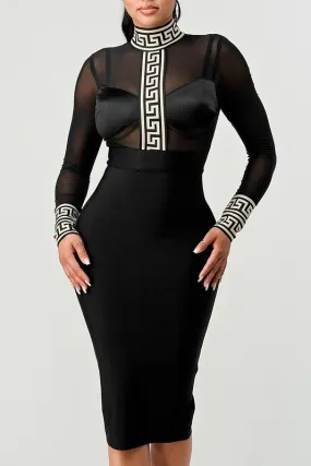 Styled Sweet- Black Mesh Bandage Dress