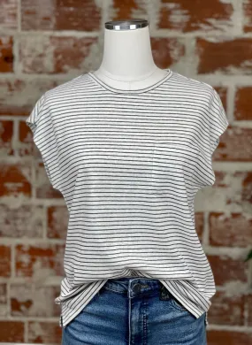 Thread & Supply Mae Top in White and Black Stripe