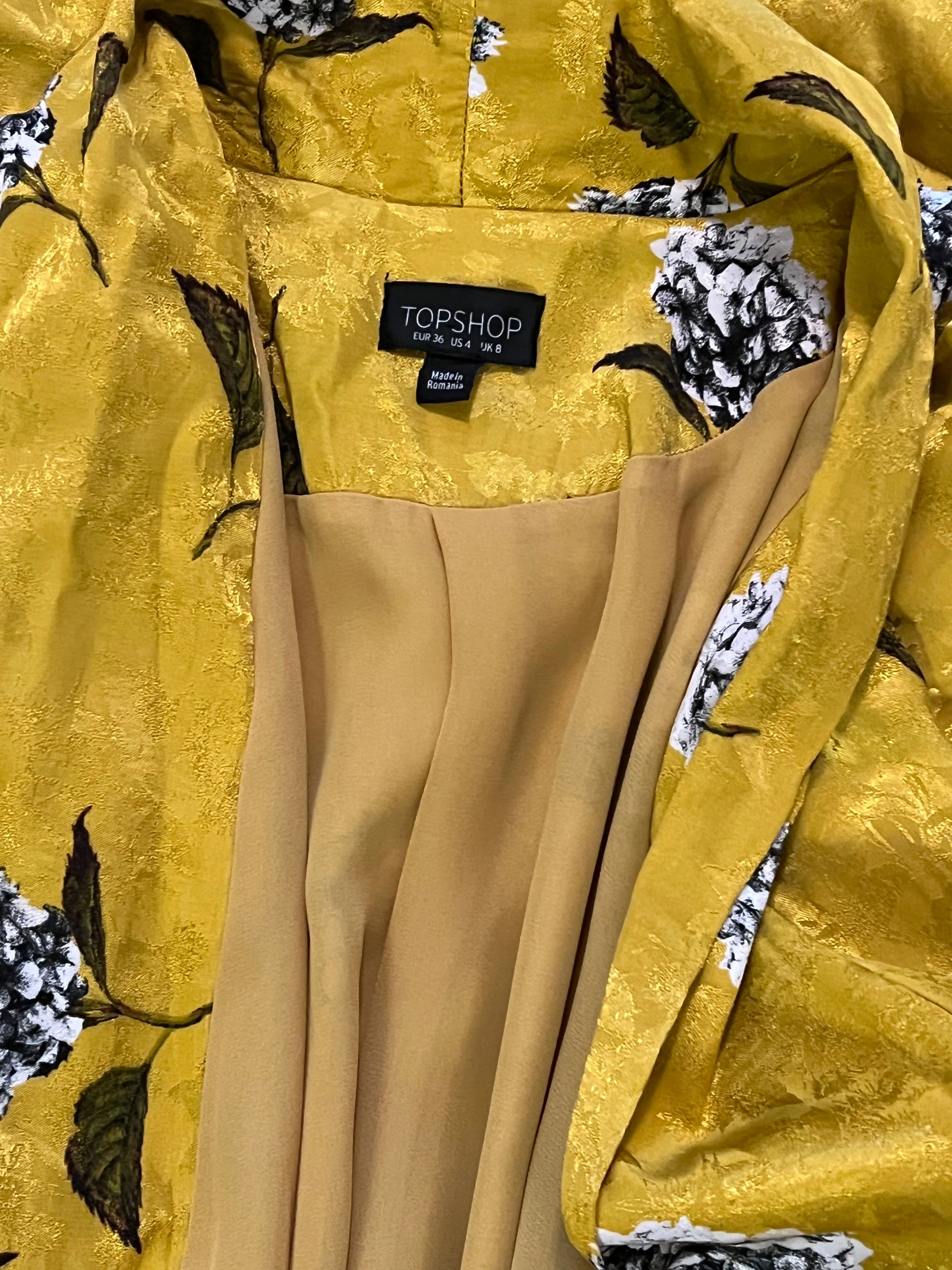 Topshop Size 4 Mustard Floral Print Kimono