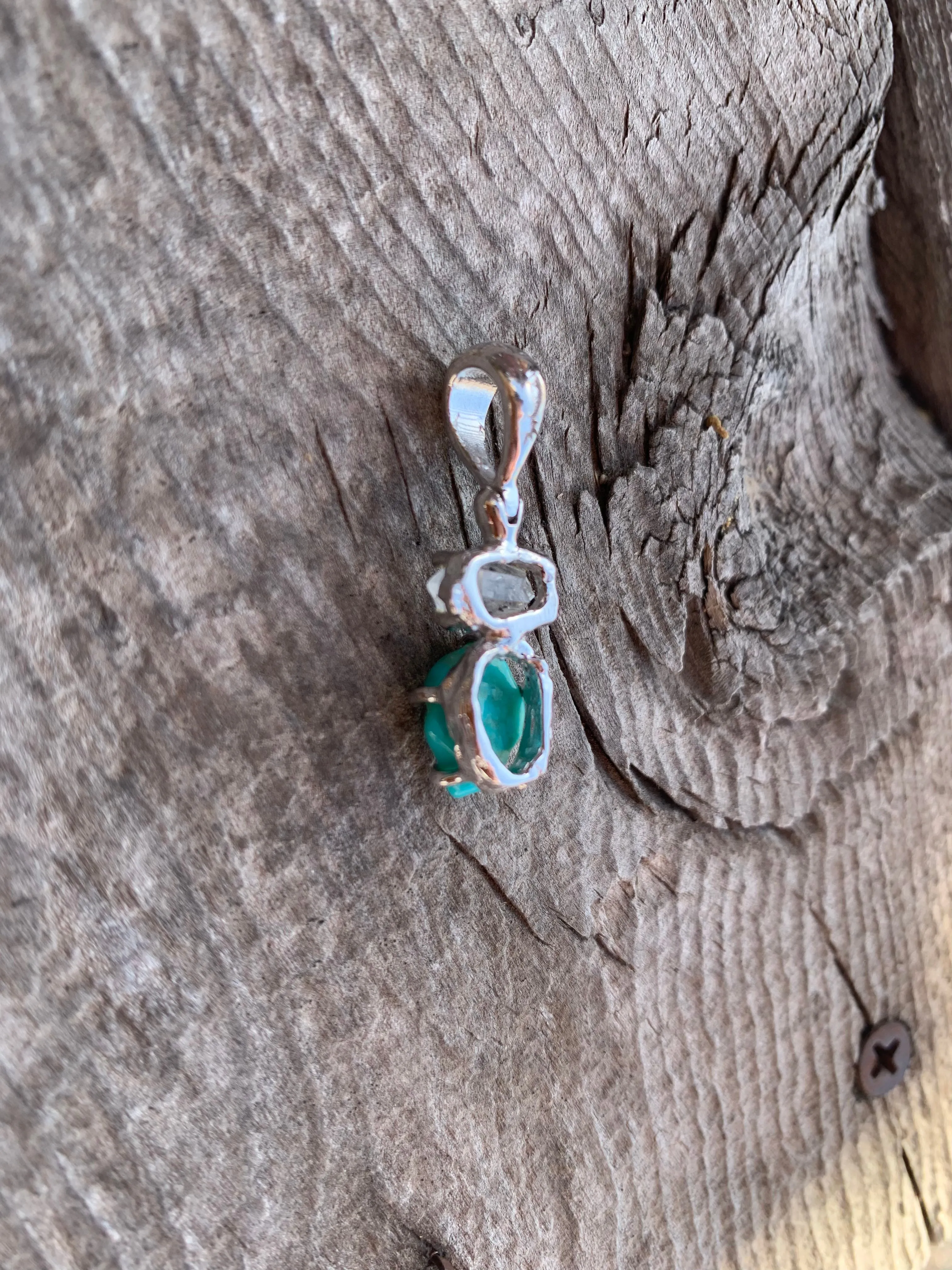 Turquoise and Herkimer Diamond pendant