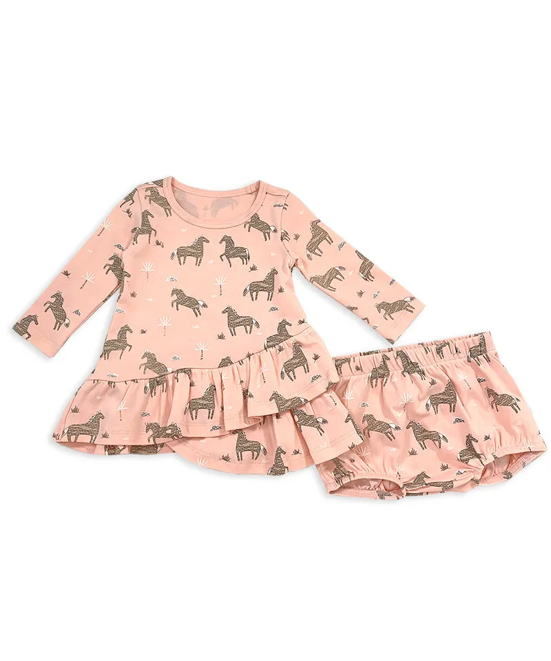 Wild & Free Horse Tulip Dress & Bloomer Set