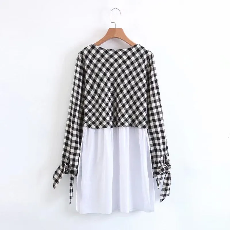 Zane Checkered Flounce Top