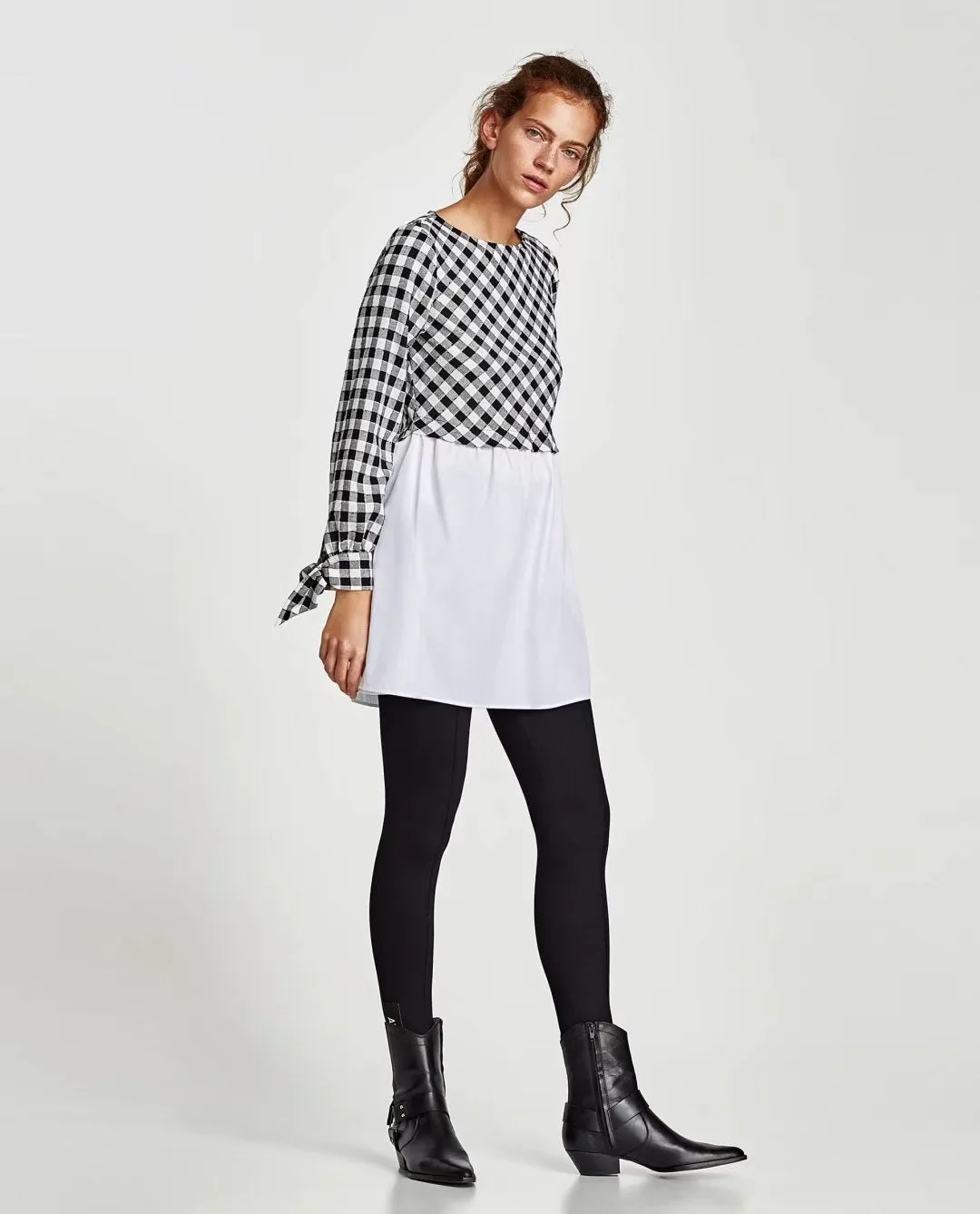 Zane Checkered Flounce Top