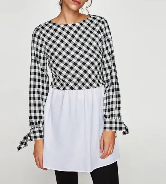 Zane Checkered Flounce Top