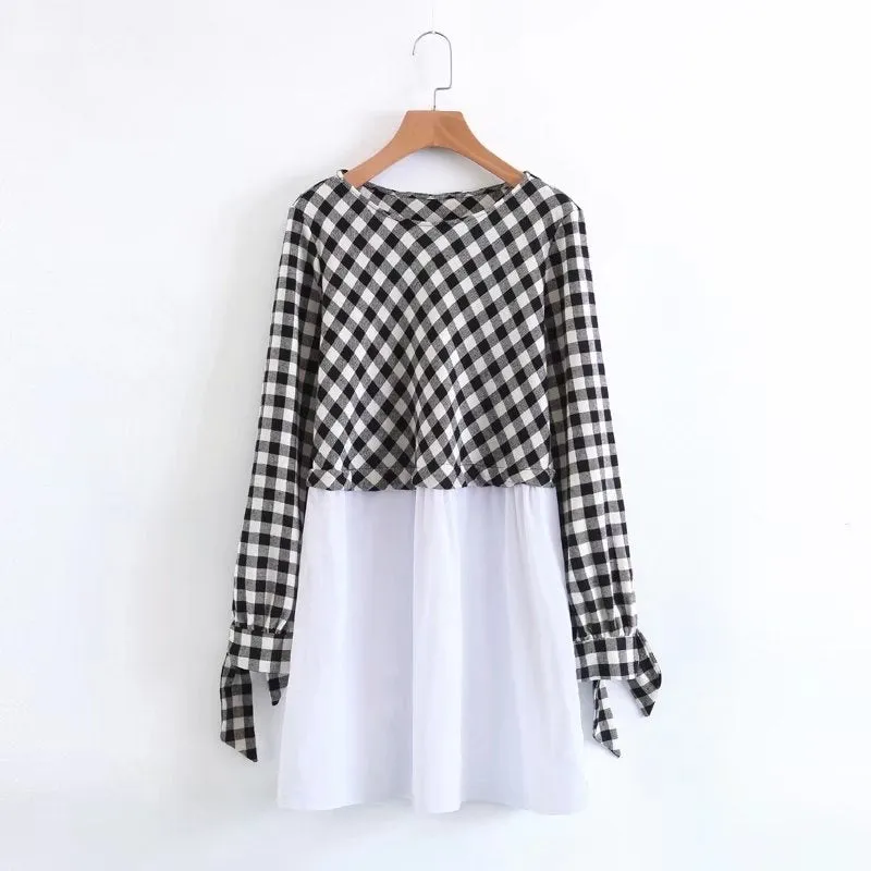 Zane Checkered Flounce Top